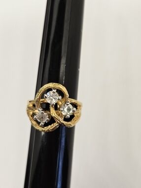 Aurora A 18K HGE RIng Size 7 CZ Crystal Heavy Gold Electroplate